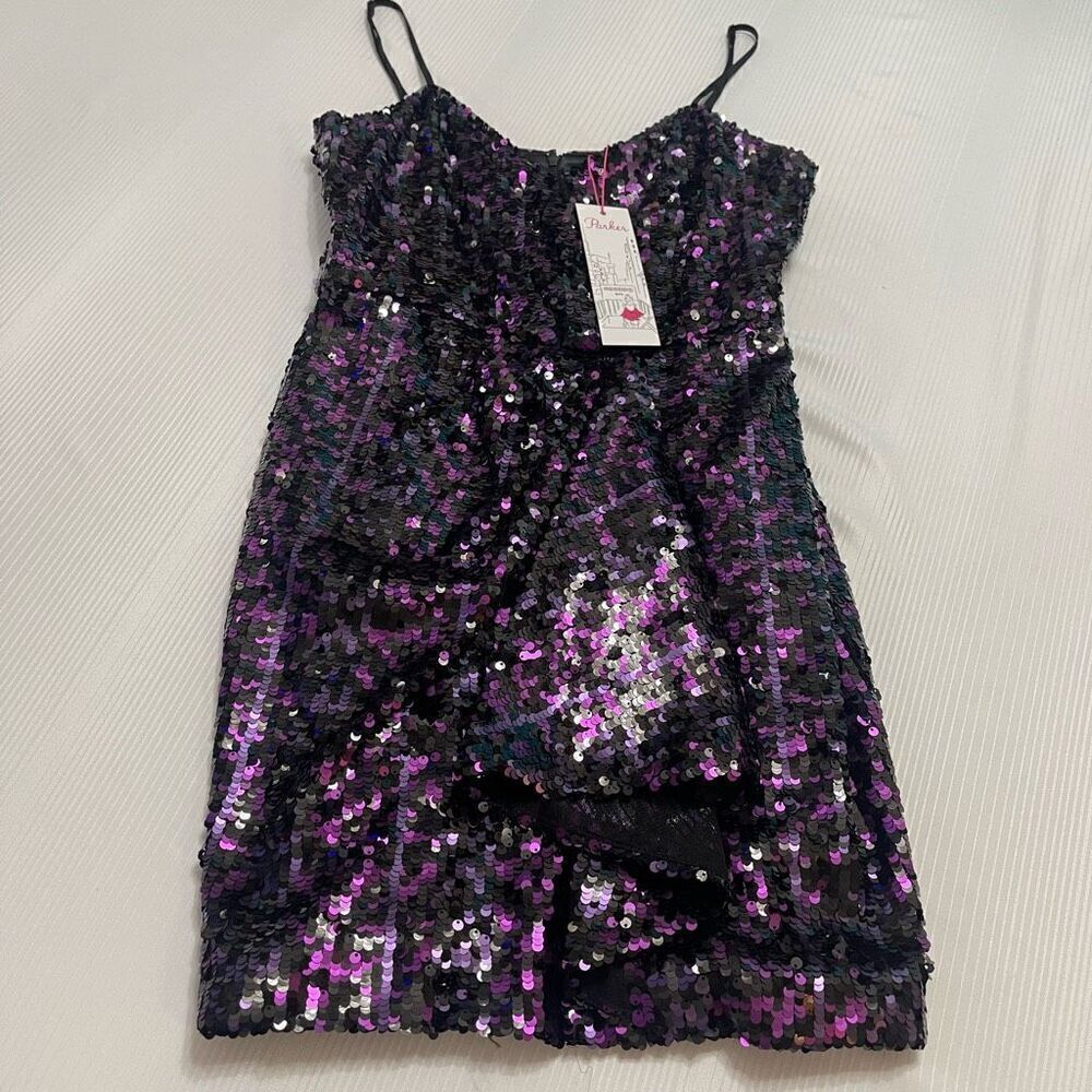 NWT Parker Joanie Black Purple Sequin Dress Size 0 New